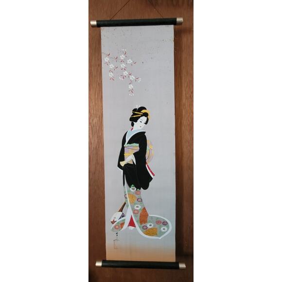Vintage Japanese Hand Painted Scroll WallArt Kakejiku Kakemono Ishikawa Kiyohiko - Picture 2 of 6